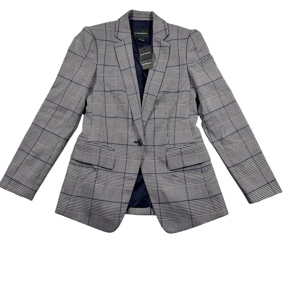 Club Monaco Borrem Blazer Houndstooth Plaid Size 00 NWT ($298)